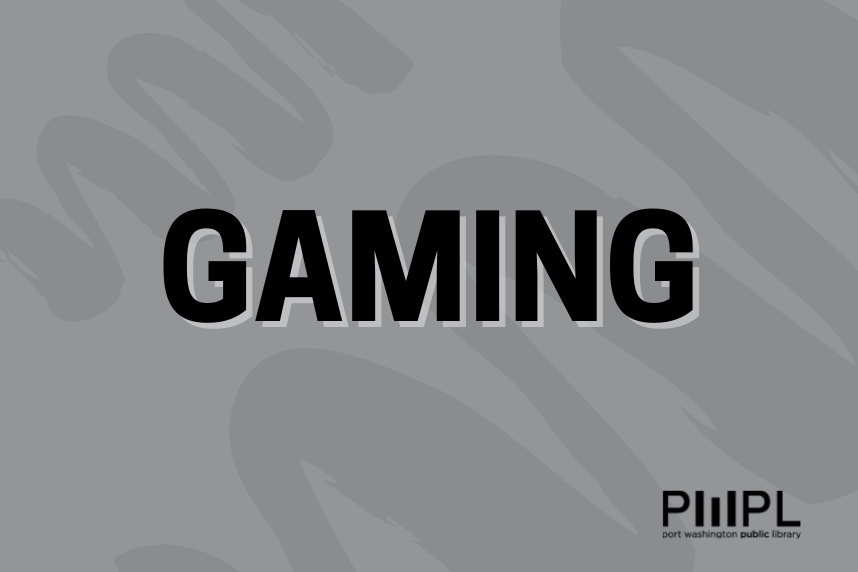 Gaming written in black text on a grey background