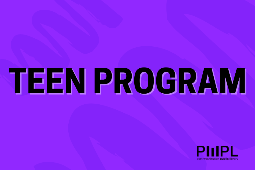 Teen Program written in black text on a purple background
