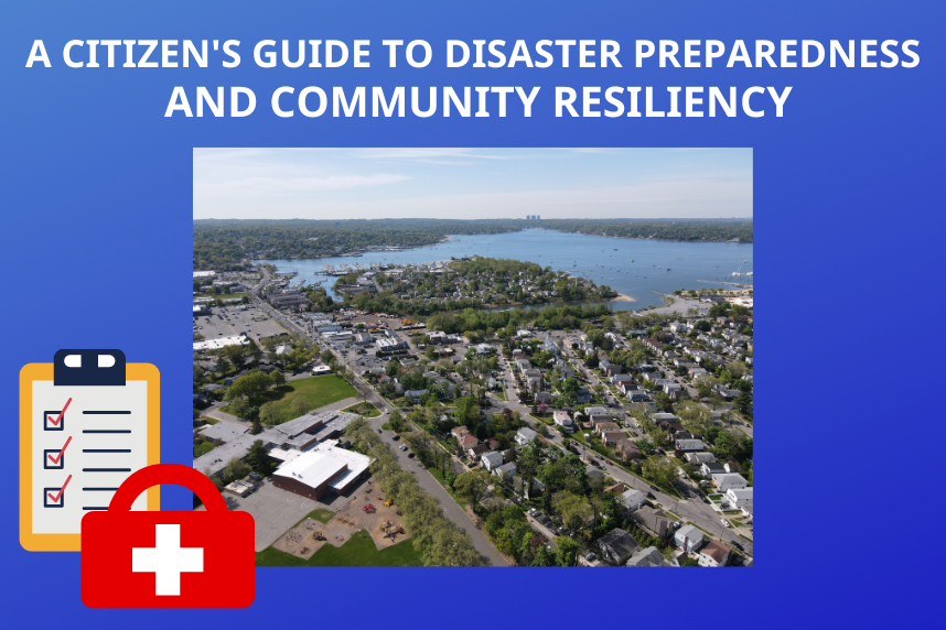 Disaster Preparedness and Community Resiliency with aerial photo