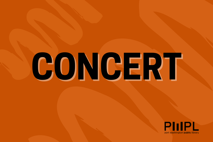 Concert written in black text on an orange background